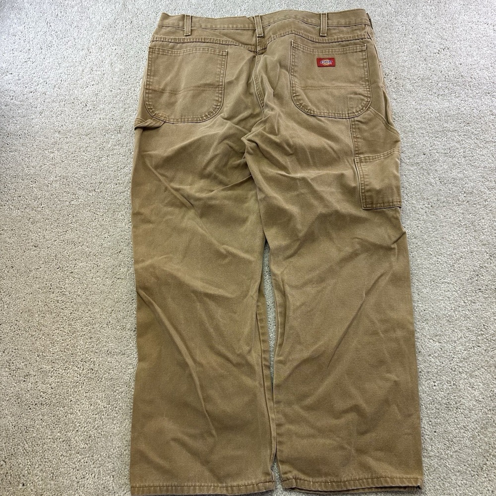 Dickies Pants Khaki Canvas Carpenter Mens 38x30 Regular Straight Fit Workwear